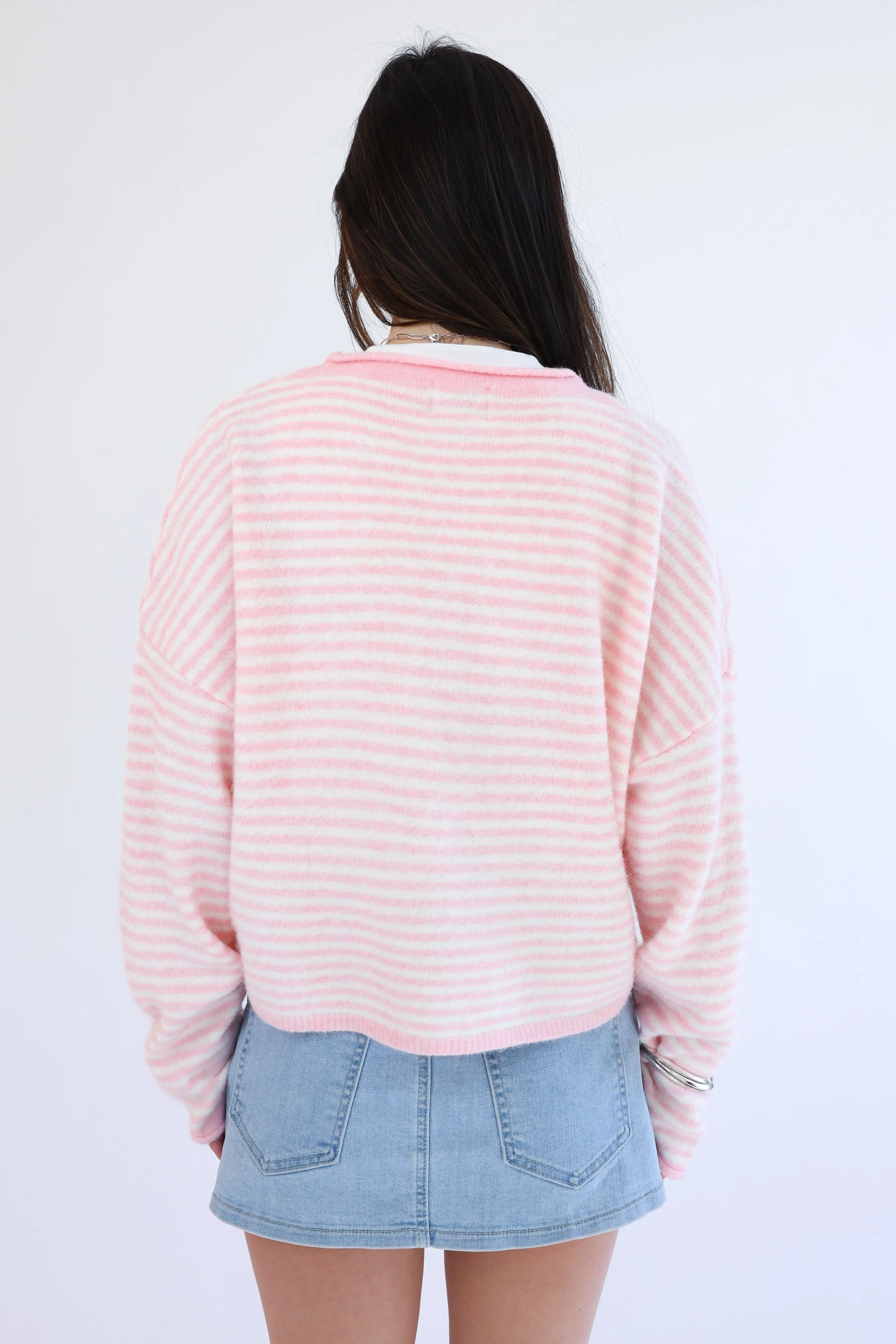 Phoebe Cardigan in Pink/White Stripe sold by Grey Bandit product image thumbnail 5