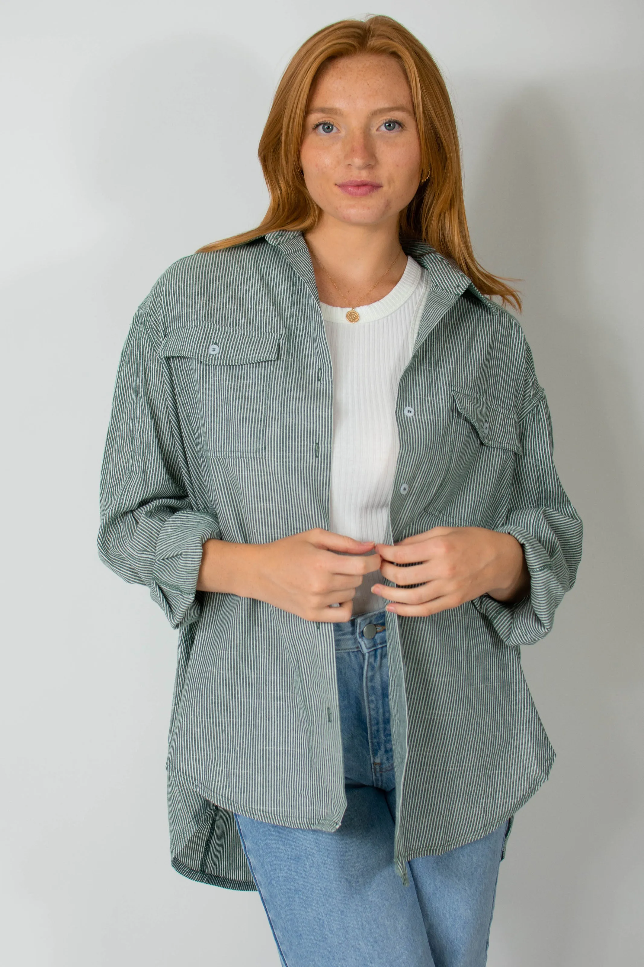 Carson Button Down in Olive sold by Grey Bandit