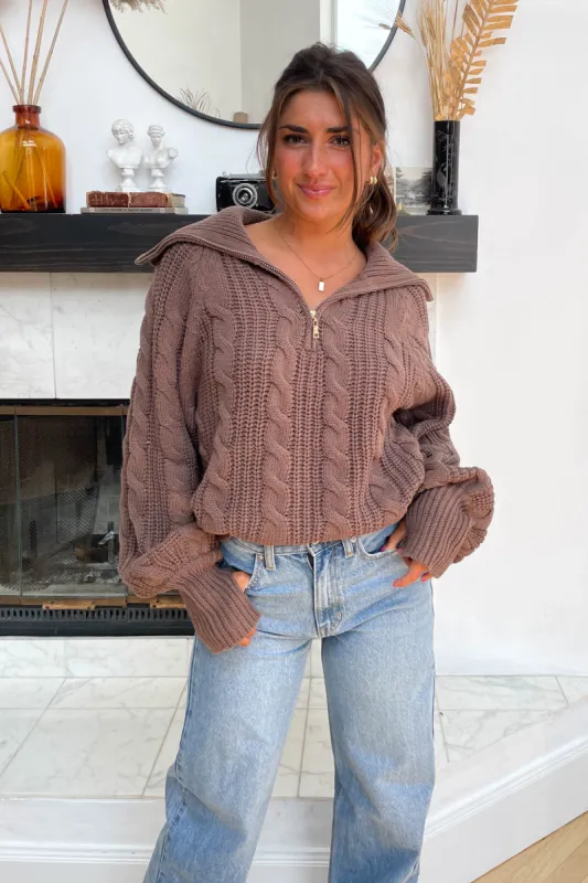 Let's Cuddle Sweater in Brown sold by Grey Bandit