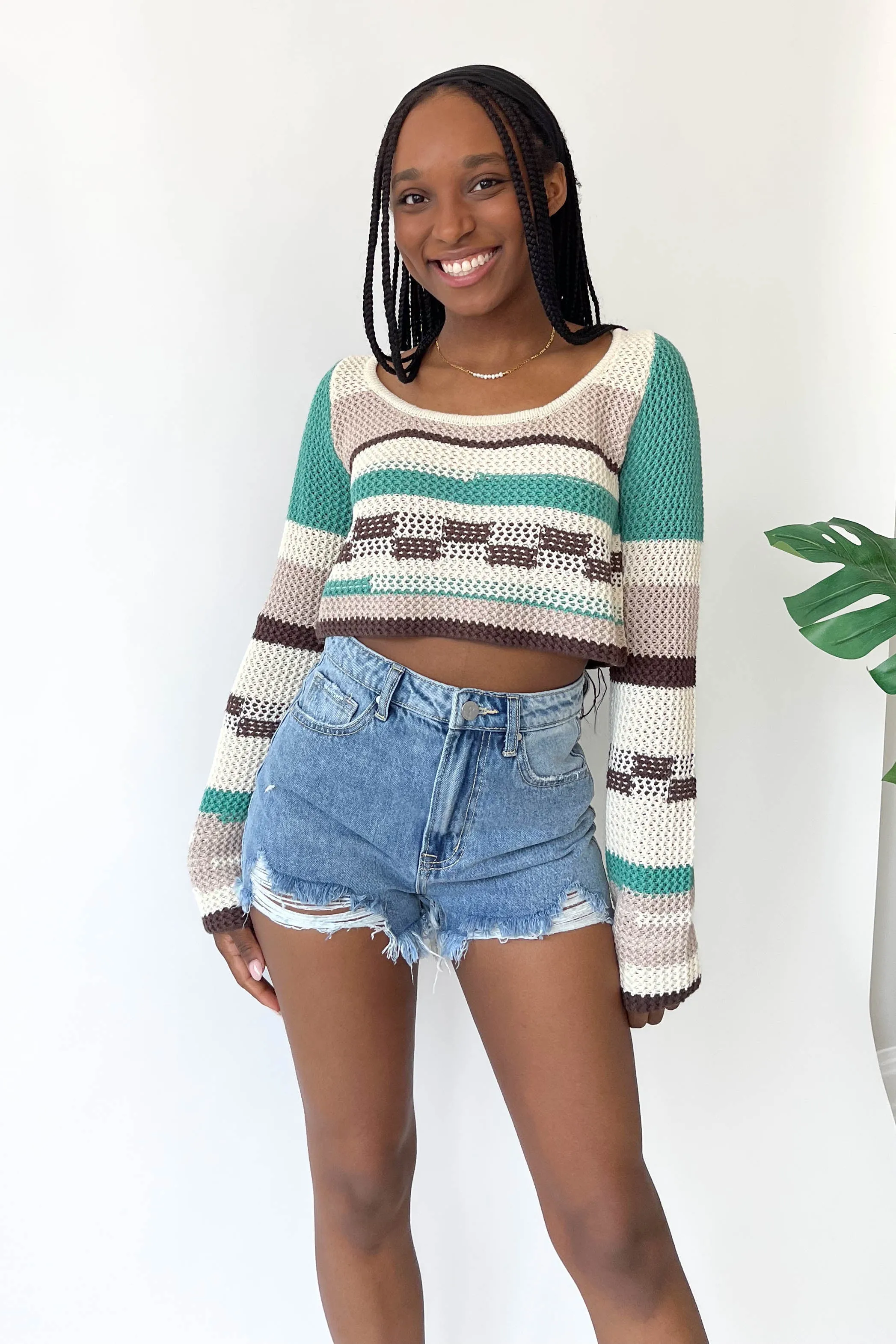 Teenage Dream Long Sleeve in Brown/Teal sold by Grey Bandit