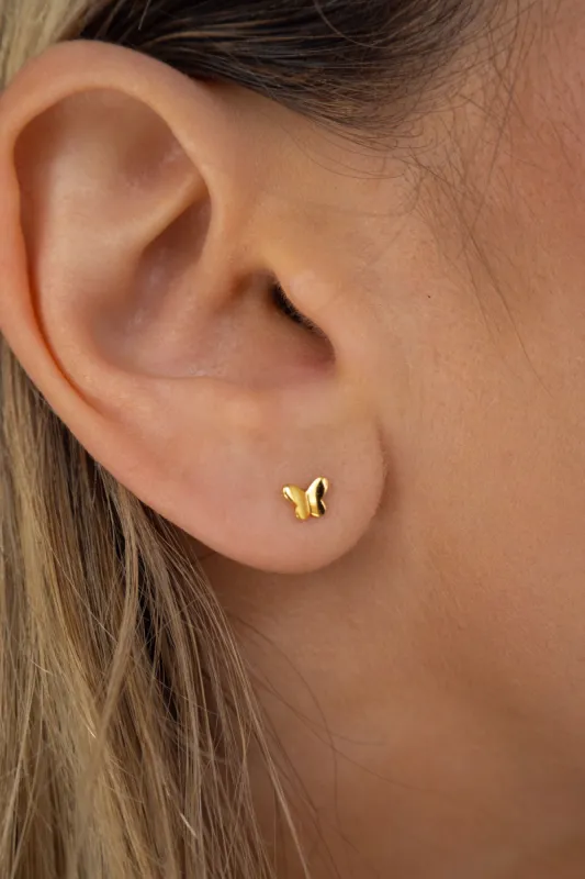 Mini Butterfly Studs in Gold sold by Grey Bandit