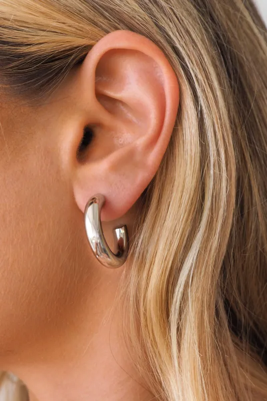 Silver Chunky Hoops sold by Grey Bandit