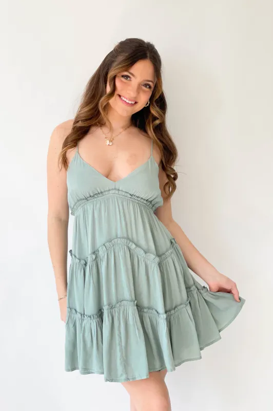 Serafina Dress in Sage sold by Grey Bandit