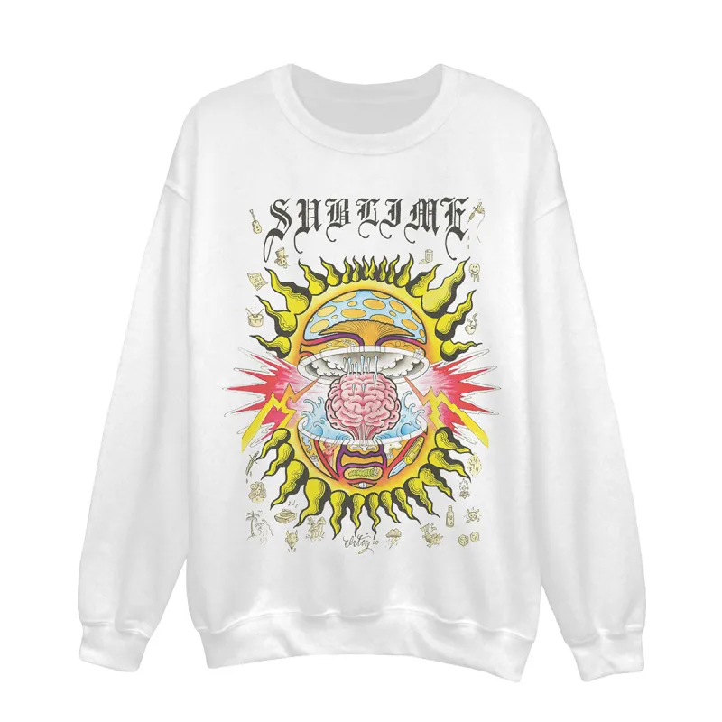 Mind-Blown Sun White Crewneck sold by Sublime