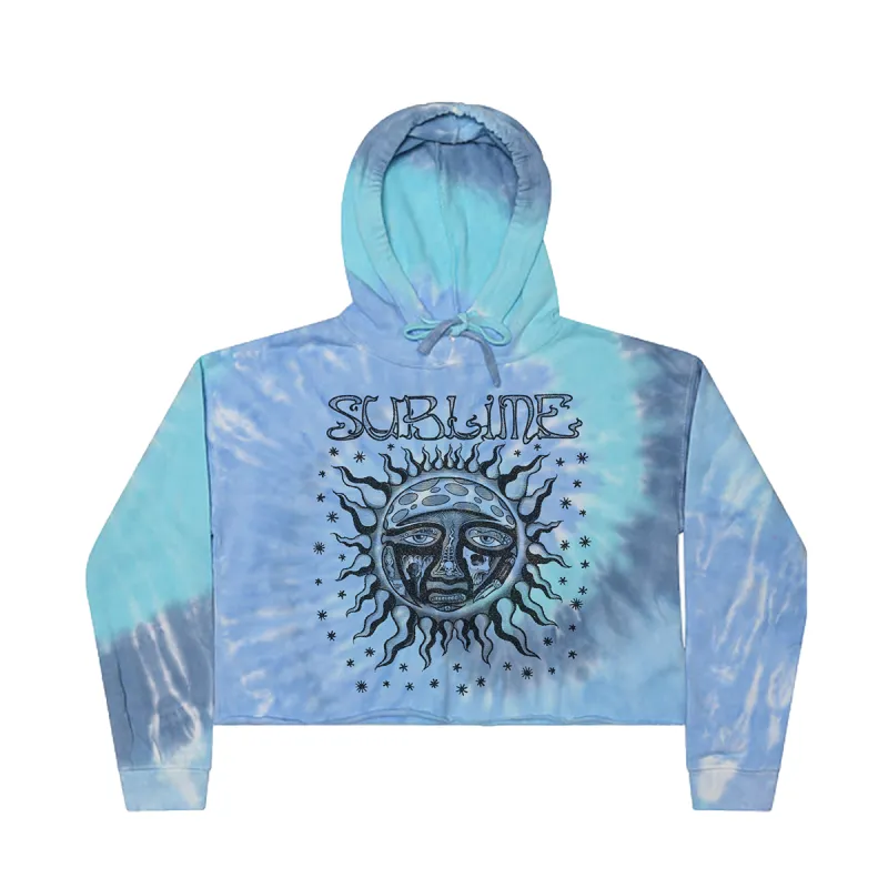 Woodcut Sun Tie Dye Cropped Hoodie sold by Sublime