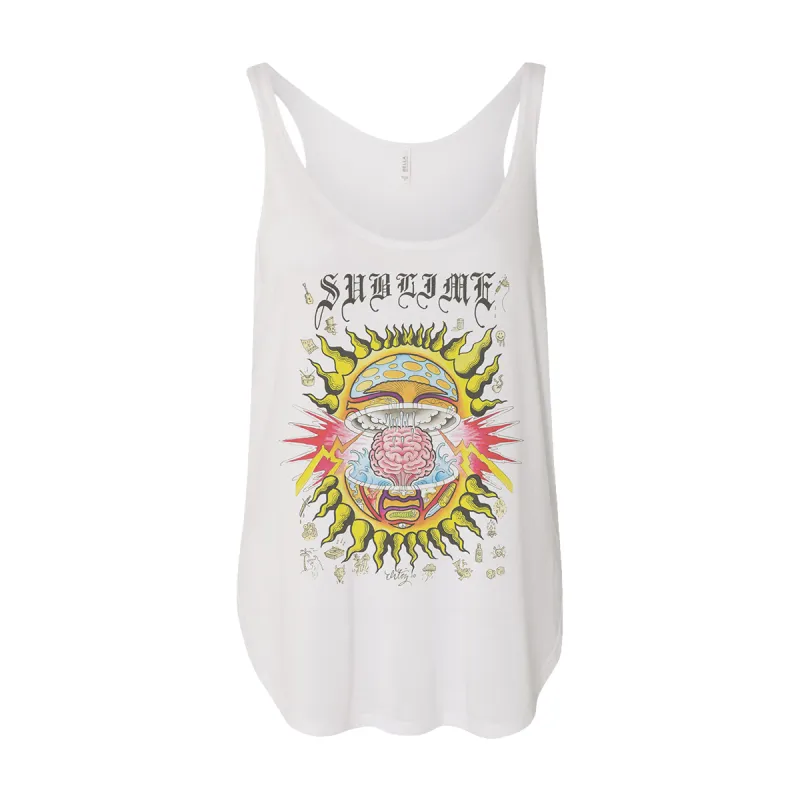 Mind-Blown Sun Women's White Flowy Tank sold by Sublime