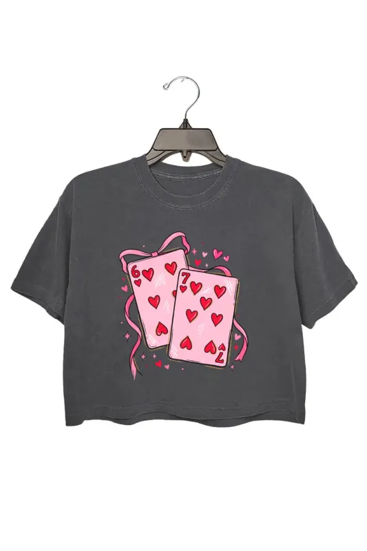 Playing Cards Valentine 6 7 Funny Crop Top For Women sold by Fancy Tees