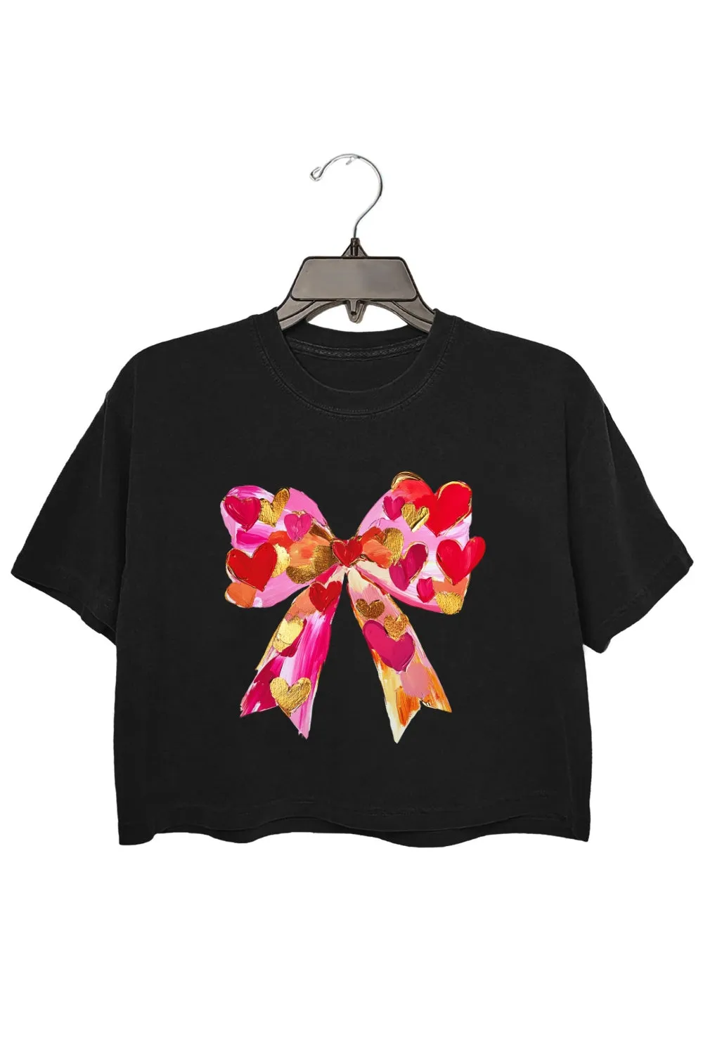 Valentines Day Hand-drawn Coquette Bow Crop Top For Women sold by Fancy Tees product image thumbnail 3