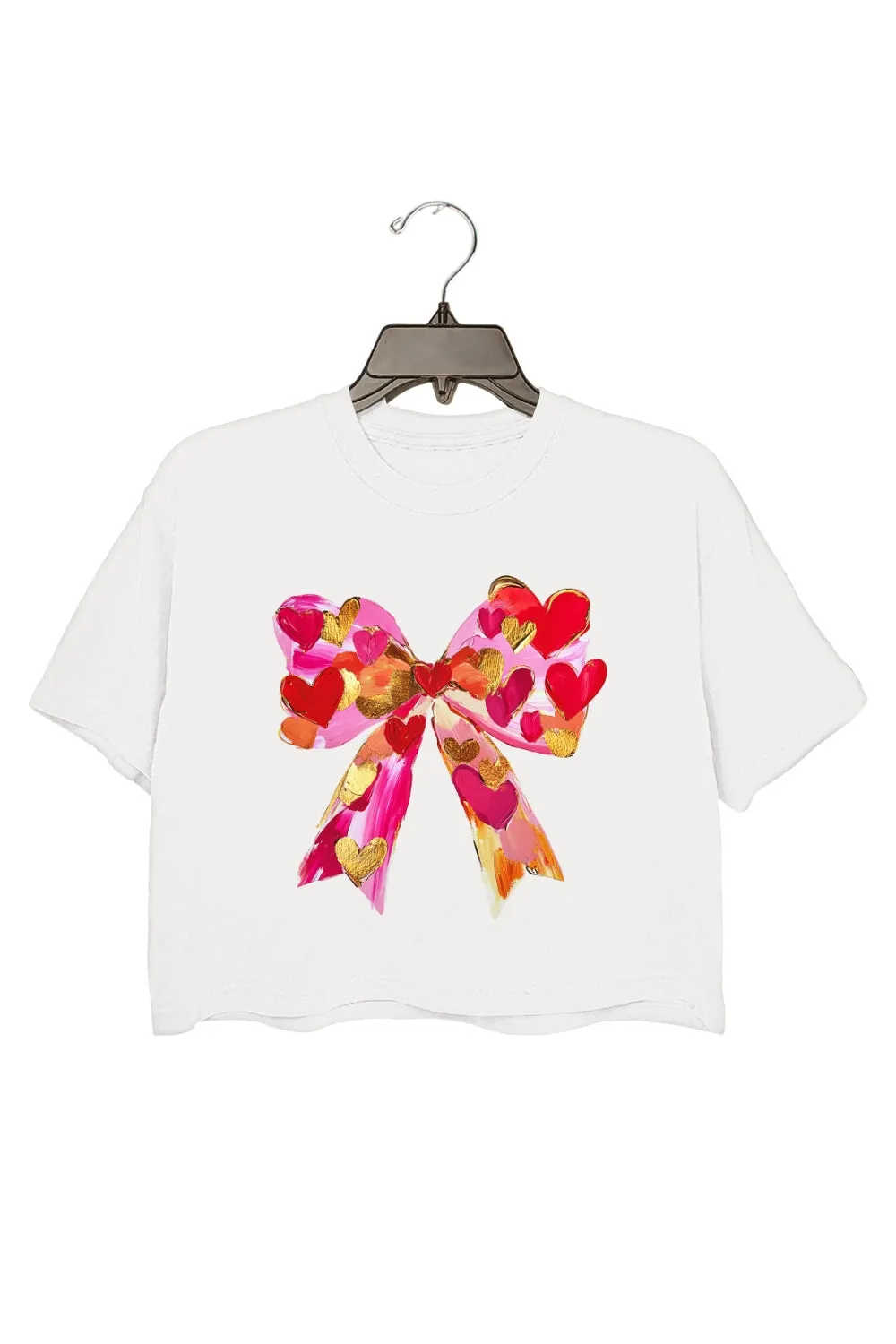 Valentines Day Hand-drawn Coquette Bow Crop Top For Women sold by Fancy Tees product image thumbnail 2