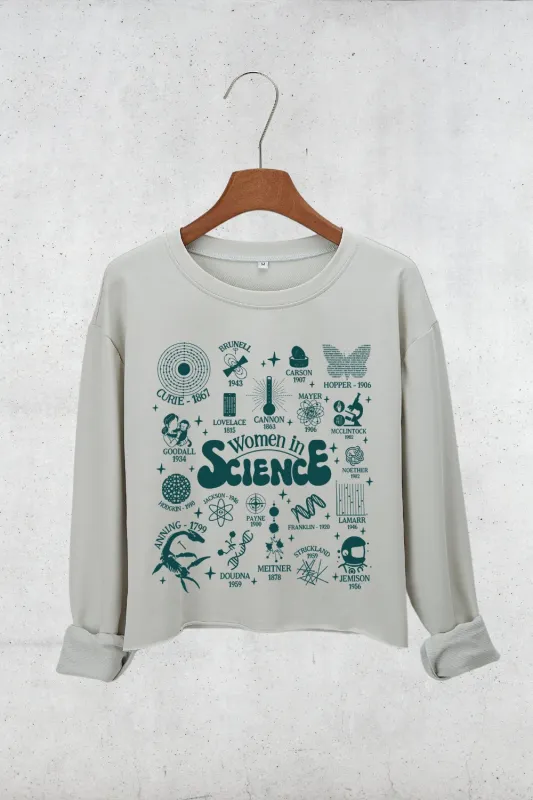Women In Science Feminism Crop Sweatshirt For Women sold by Fancy Tees