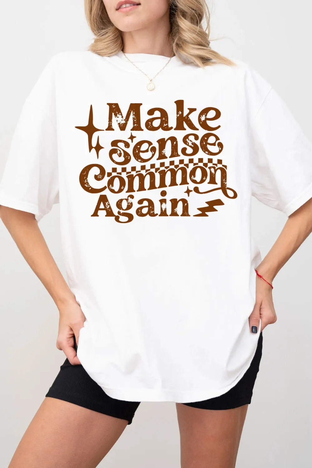 Make Sense Common Again Tee For Women sold by Fancy Tees product image thumbnail 4
