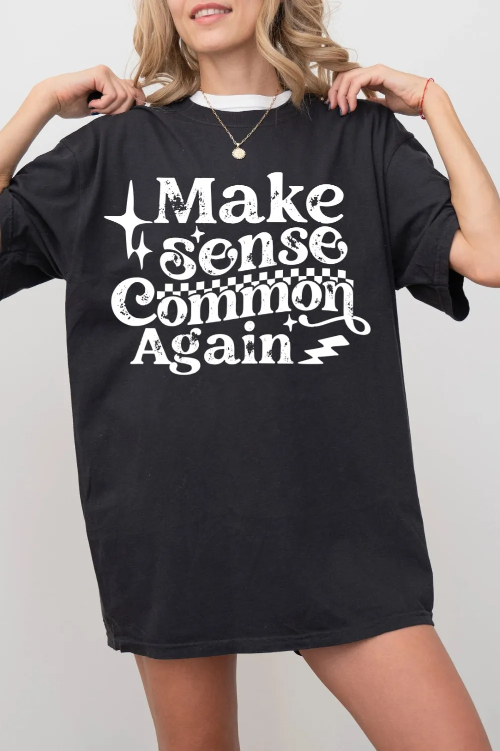 Make Sense Common Again Tee For Women sold by Fancy Tees product image thumbnail 3