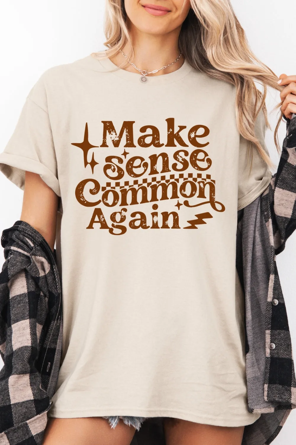Make Sense Common Again Tee For Women sold by Fancy Tees product image thumbnail 2