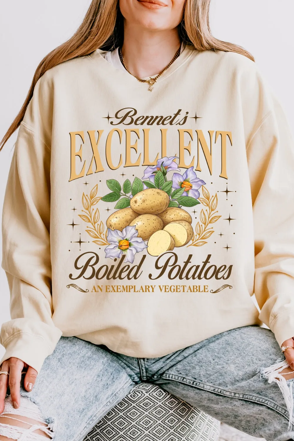 Excellent Boiled Potatoes Funny Sweatshirt For Women sold by Fancy Tees product image thumbnail 3