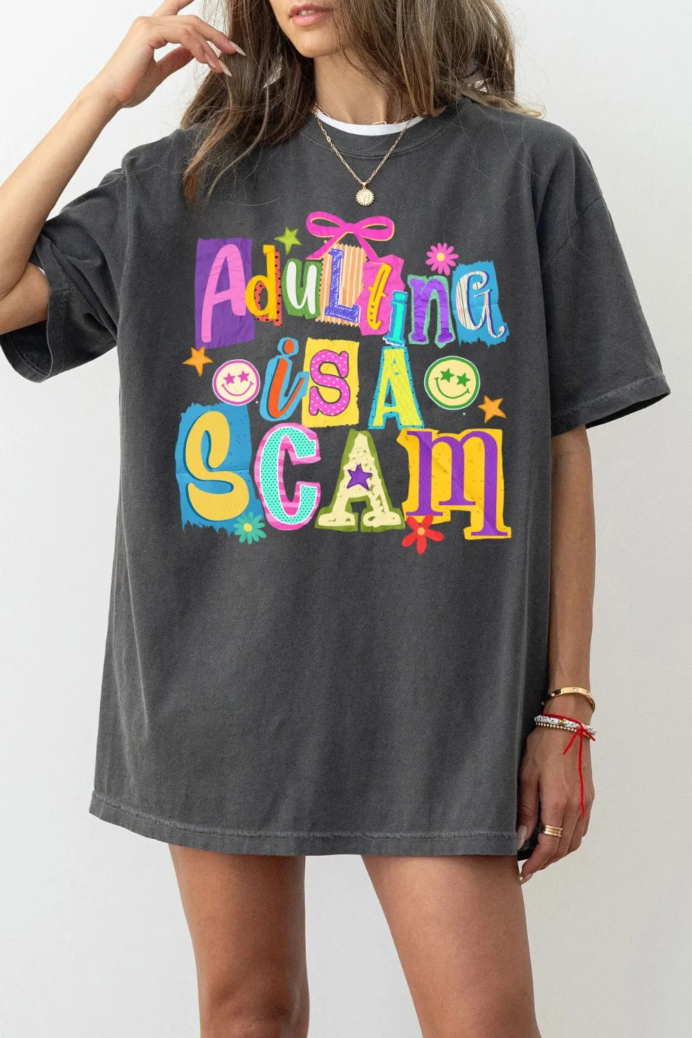 Adulting Is A Scam Funny Tee For Women sold by Fancy Tees