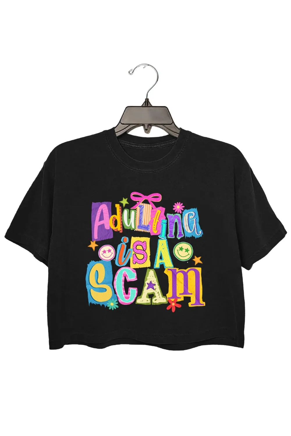Adulting Is A Scam Funny Crop Top For Women sold by Fancy Tees product image thumbnail 3