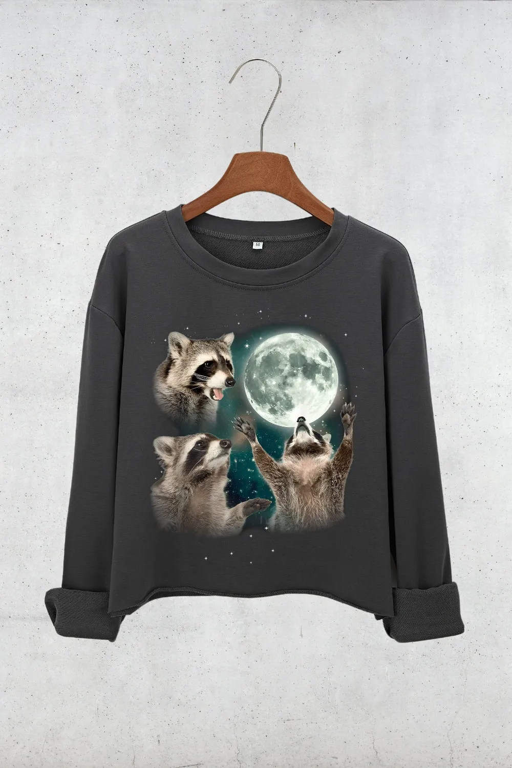 Three Raccoons Vintage Crop Sweatshirt For Women sold by Fancy Tees