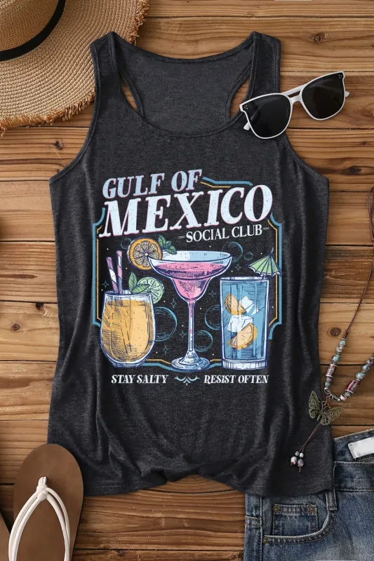 Gulf Of Mexico Social Club Stay Salty Tank Top For Women sold by Fancy Tees