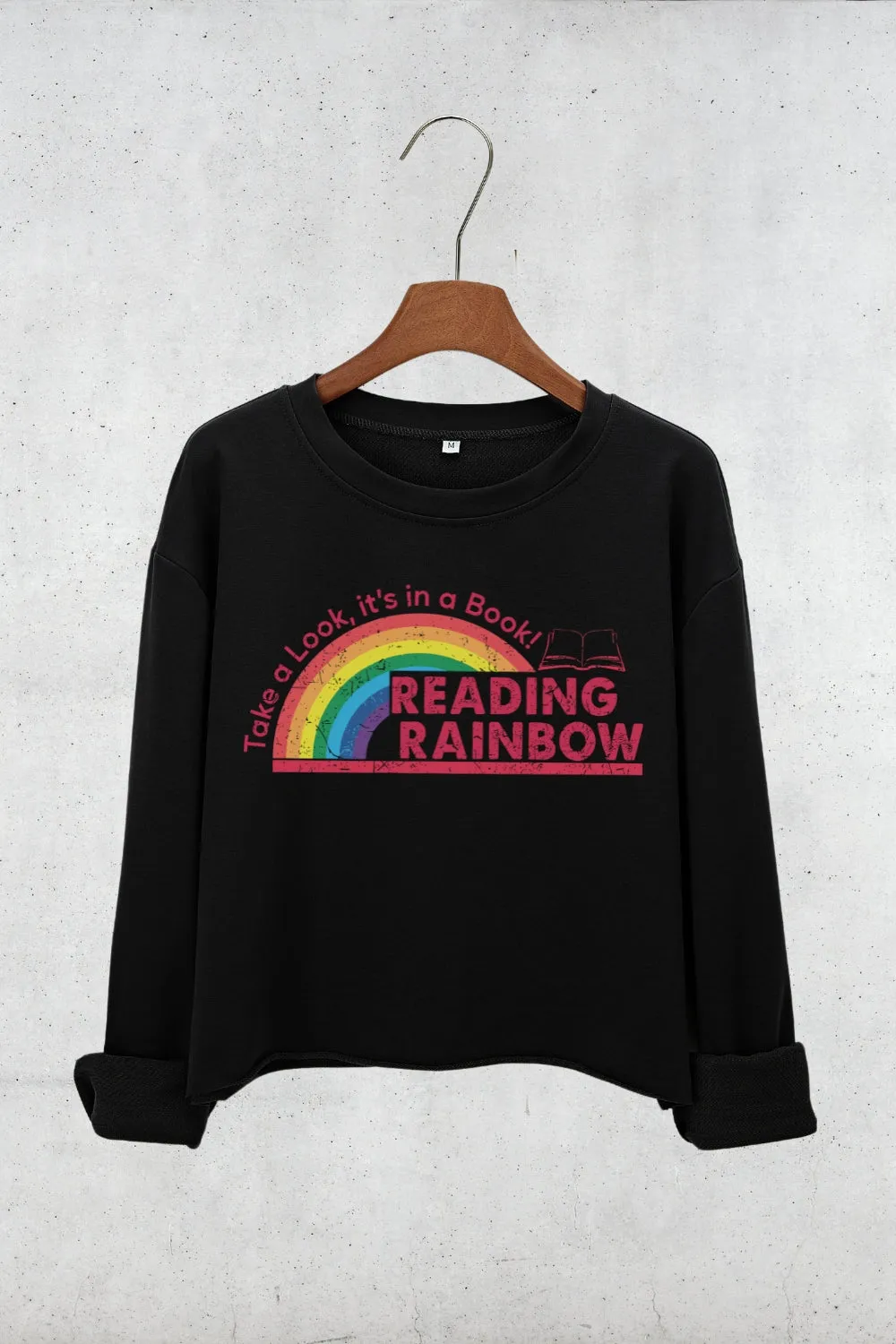 Reading Rainbow Book Lover Crop Sweatshirt For Women sold by Fancy Tees product image thumbnail 3