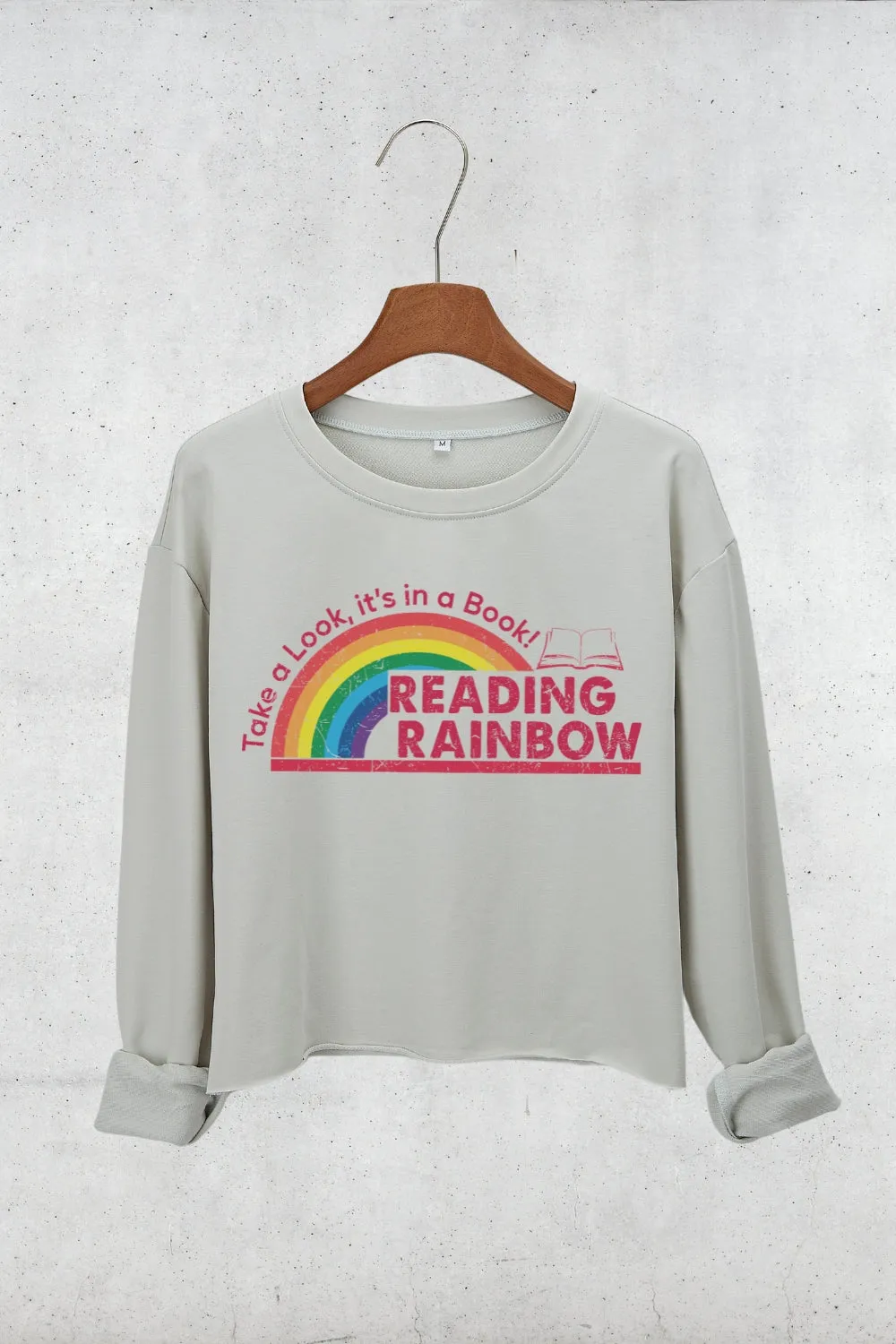 Reading Rainbow Book Lover Crop Sweatshirt For Women sold by Fancy Tees product image thumbnail 2