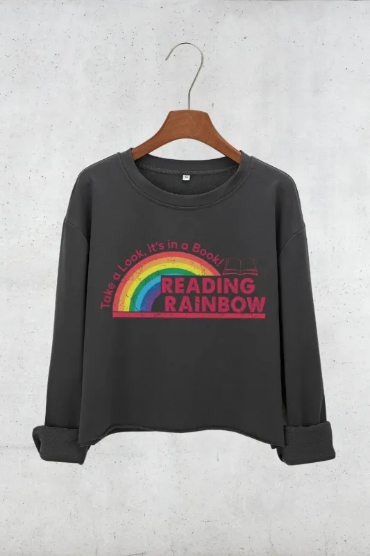 Reading Rainbow Book Lover Crop Sweatshirt For Women sold by Fancy Tees