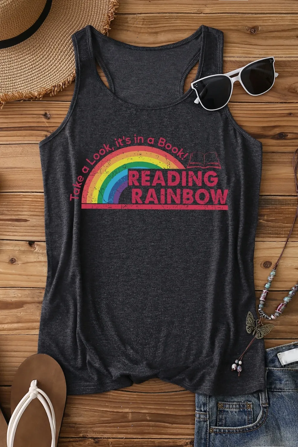 Reading Rainbow Book Lover Tank Top For Women sold by Fancy Tees