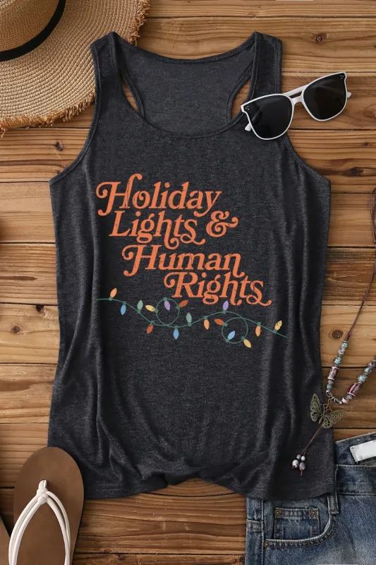 Holiday Lights And Human Rights Tank Top For Women sold by Fancy Tees