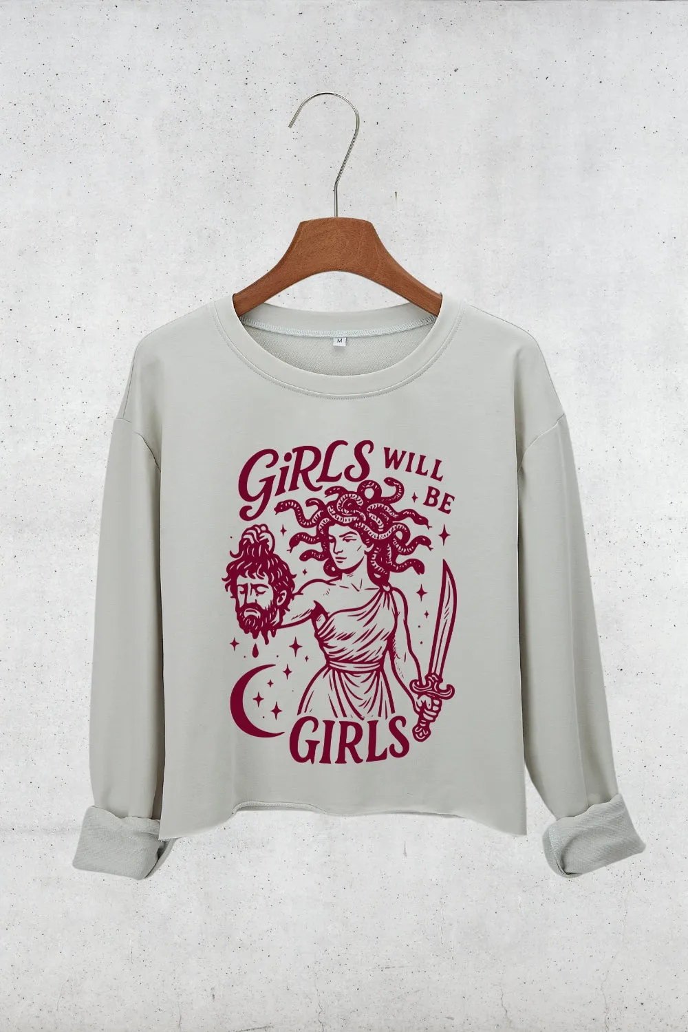 Girls Will Be Girls Medusa Feminist Crop Sweatshirt For Women sold by Fancy Tees