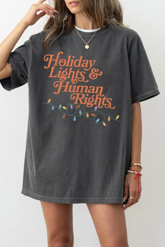 Holiday Lights And Human Rights Tee For Women sold by Fancy Tees