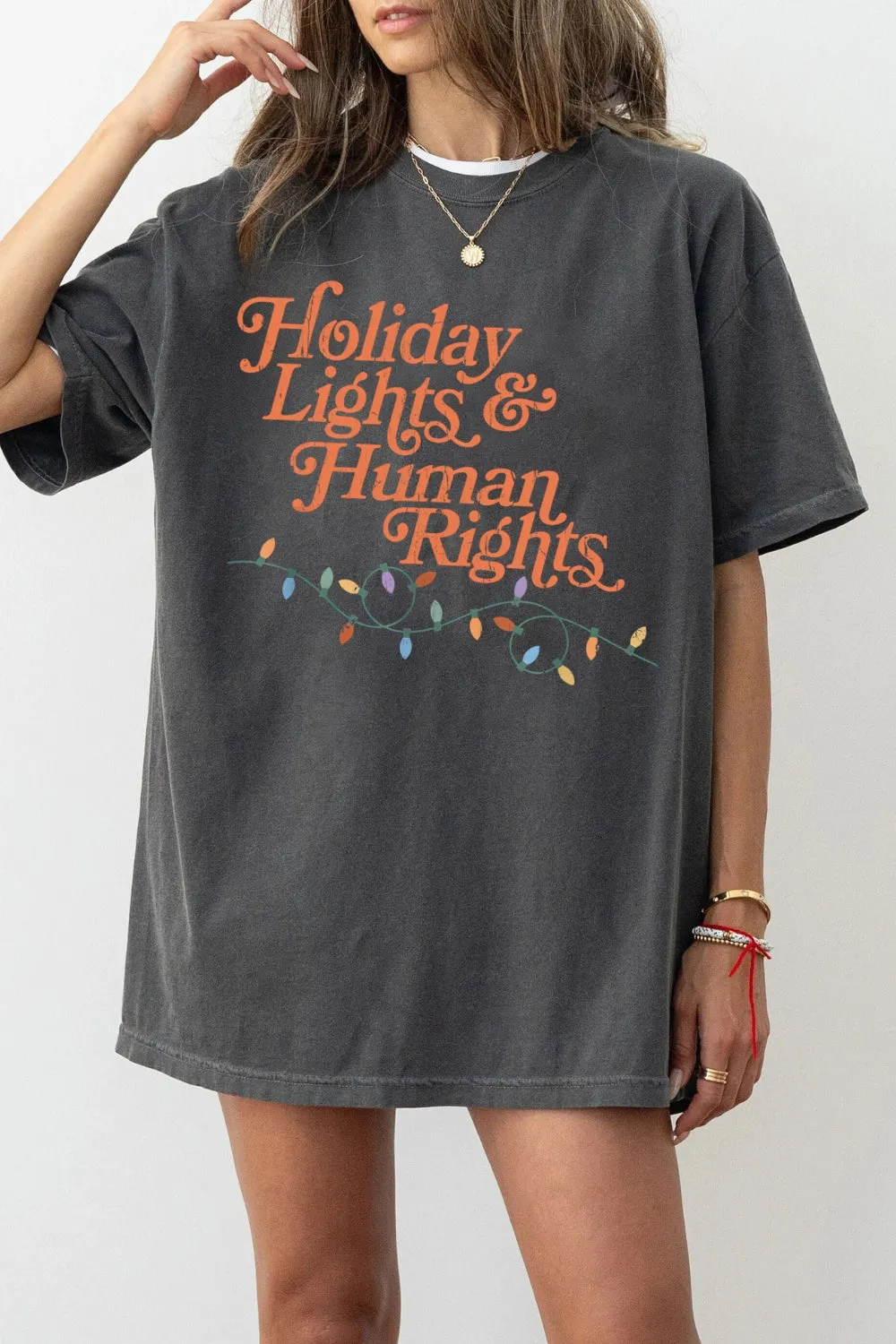 Holiday Lights And Human Rights Tee For Women sold by Fancy Tees
