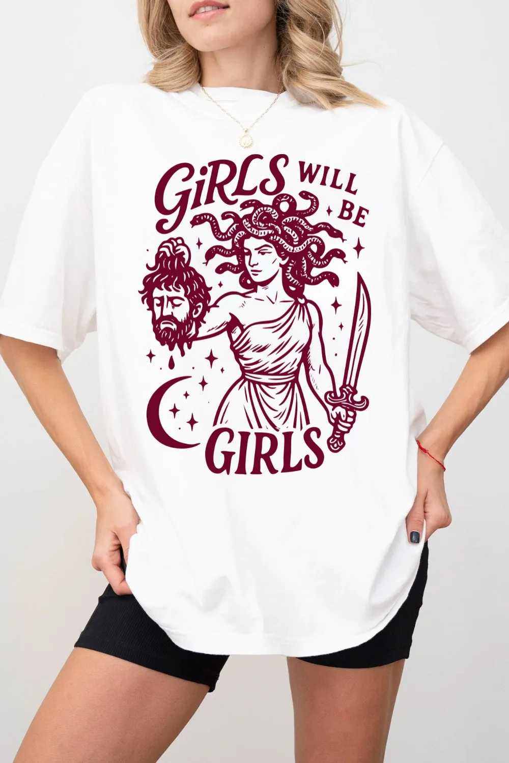 Girls Will Be Girls Medusa Feminist Tee For Women sold by Fancy Tees product image thumbnail 3