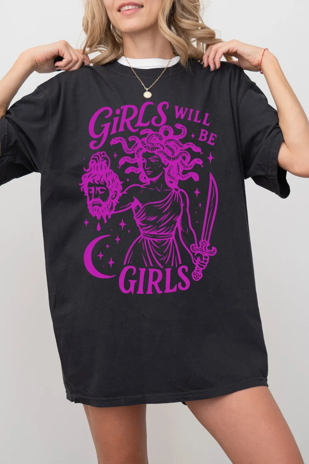 Girls Will Be Girls Medusa Feminist Tee For Women sold by Fancy Tees product image thumbnail 2