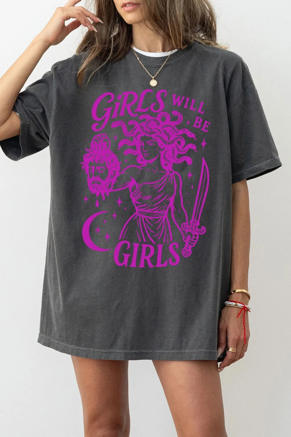 Girls Will Be Girls Medusa Feminist Tee For Women sold by Fancy Tees product image thumbnail 4