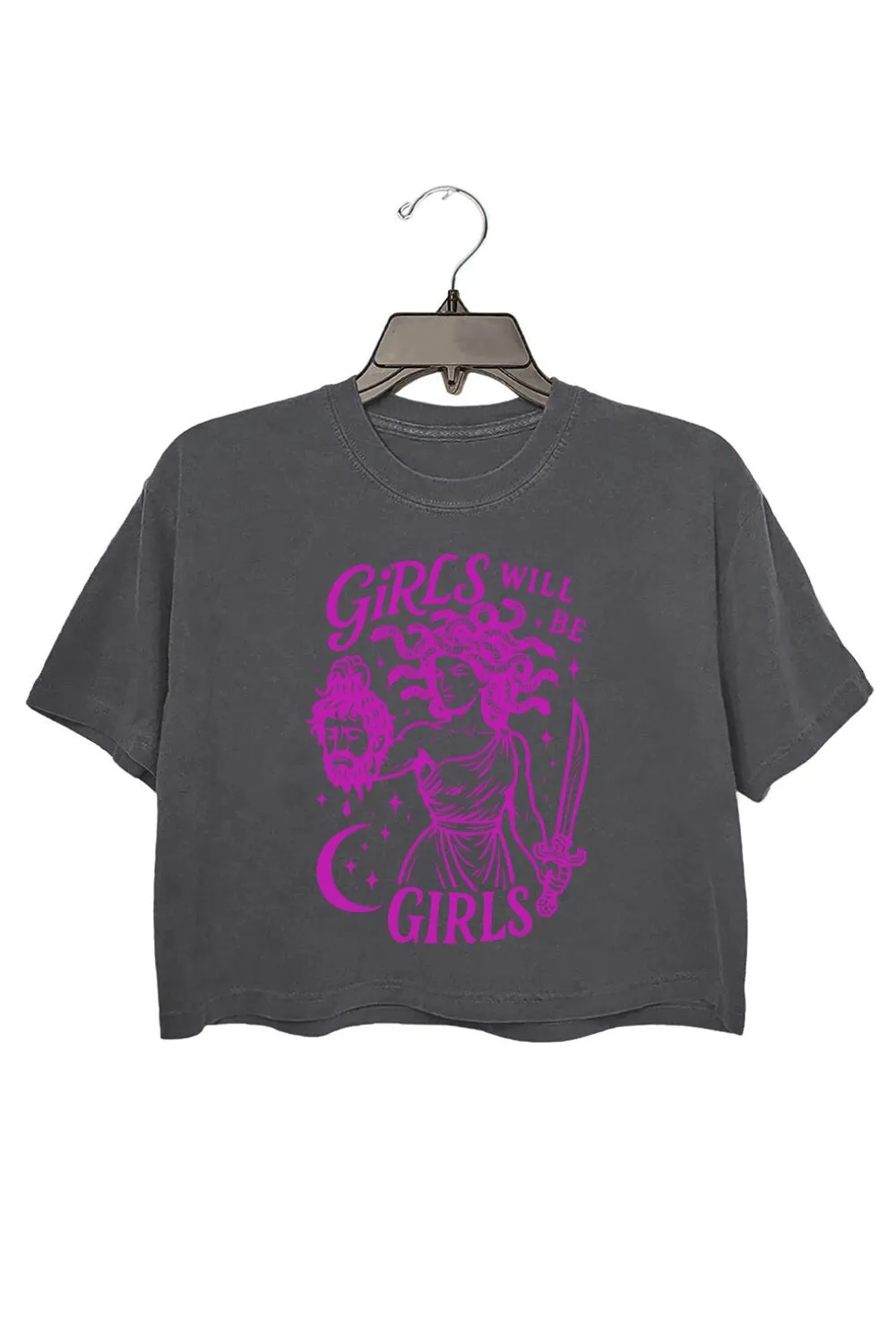 Girls Will Be Girls Medusa Feminist Crop Top For Women sold by Fancy Tees product image thumbnail 3