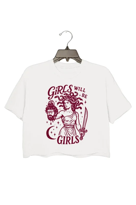 Girls Will Be Girls Medusa Feminist Crop Top For Women made by Fancy Tees