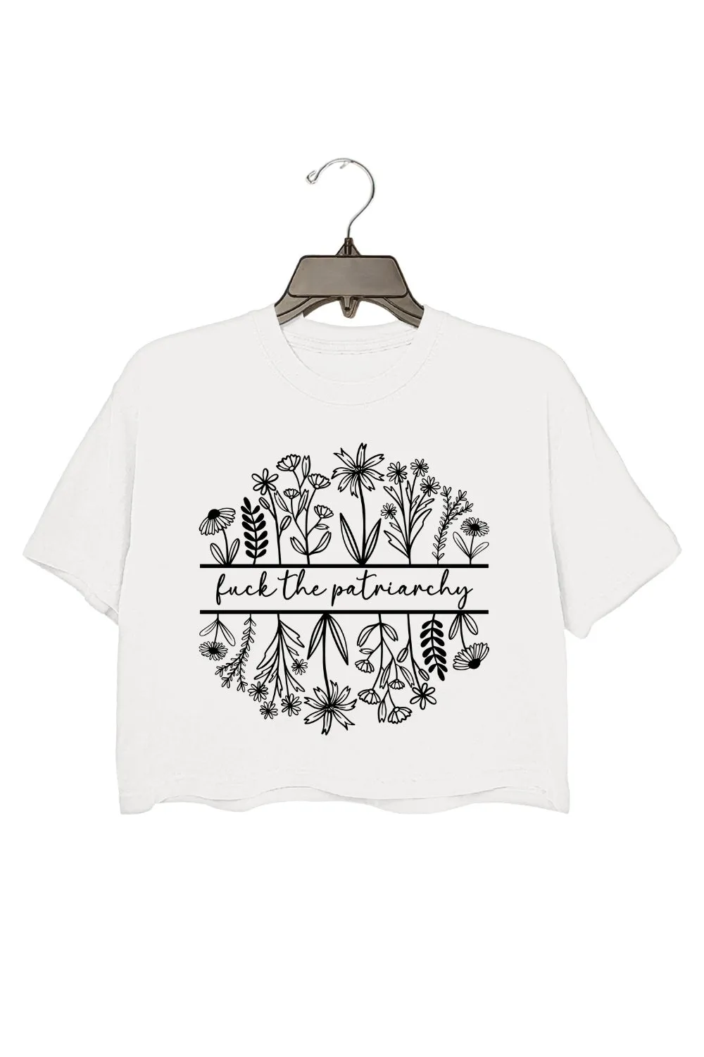 Fuck The Patriarchy Feminist Flowers Crop Top For Women sold by Fancy Tees product image thumbnail 2
