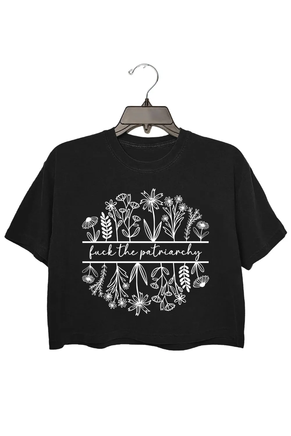 Fuck The Patriarchy Feminist Flowers Crop Top For Women sold by Fancy Tees product image thumbnail 3