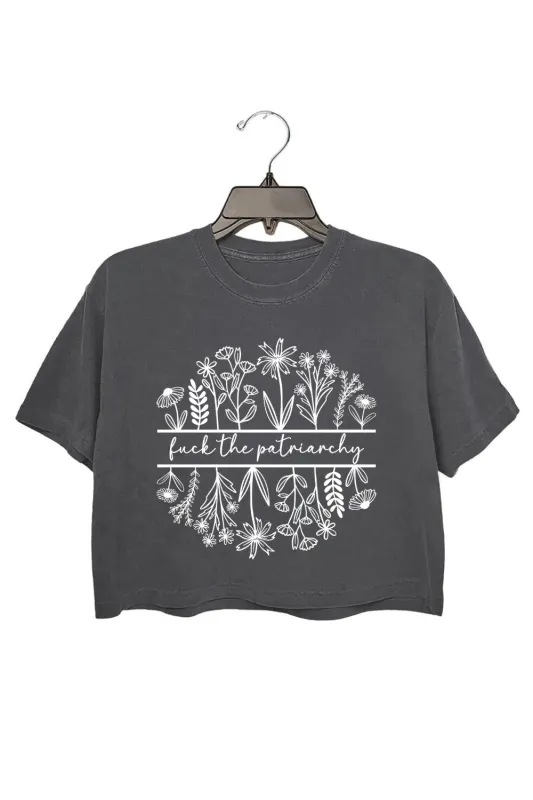 Fuck The Patriarchy Feminist Flowers Crop Top For Women sold by Fancy Tees