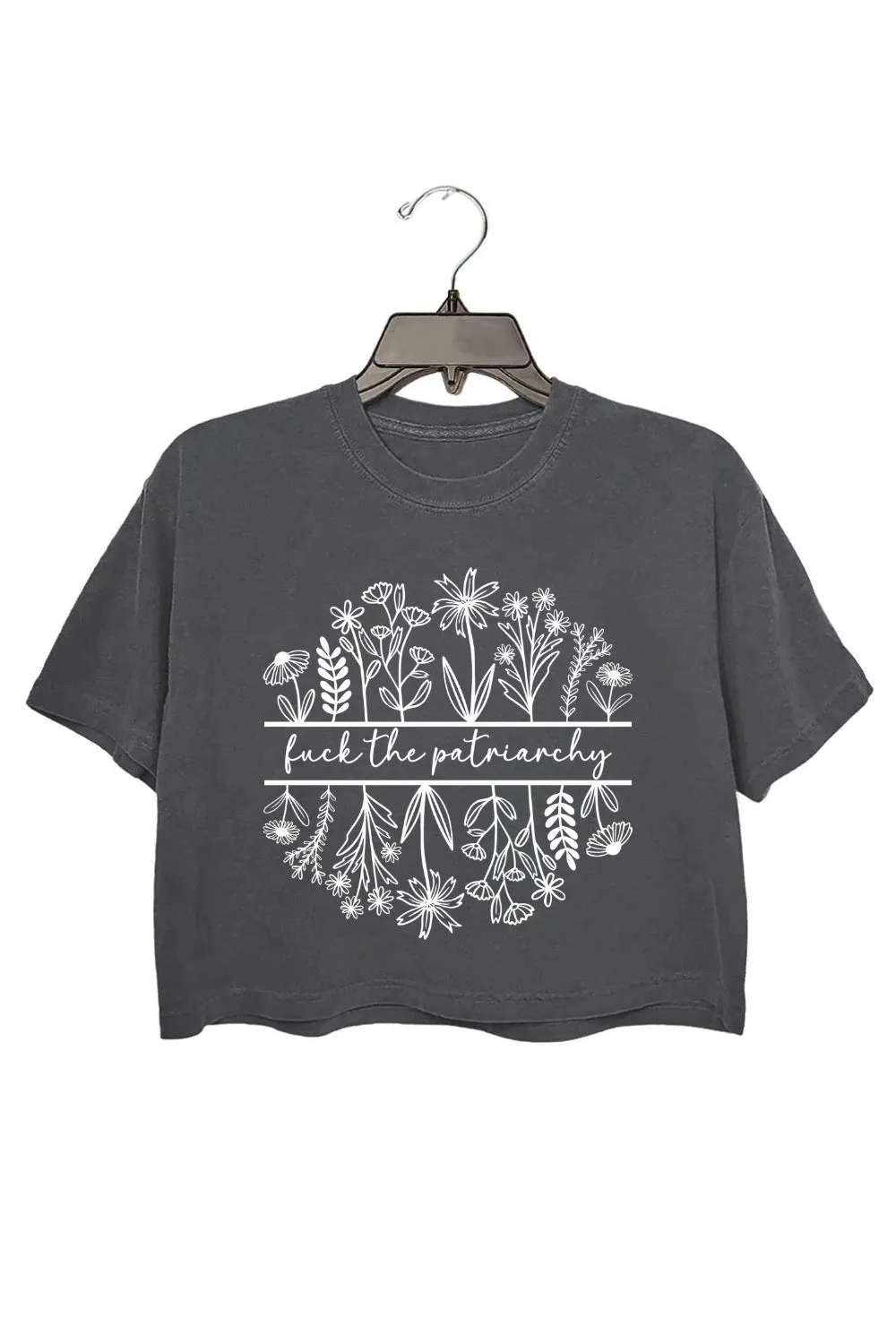 Fuck The Patriarchy Feminist Flowers Crop Top For Women sold by Fancy Tees