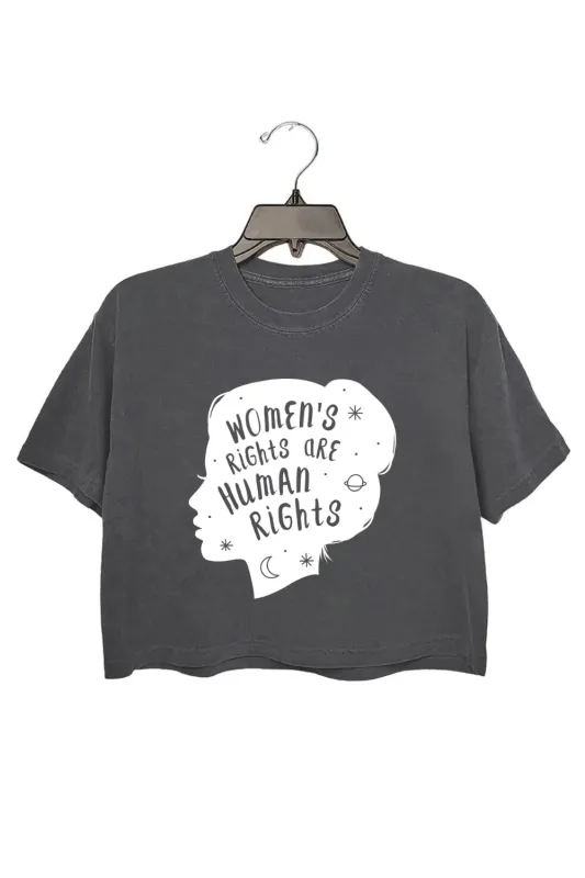 Womens Rights Are Human Rights Feminist Quote Crop Top For Women sold by Fancy Tees