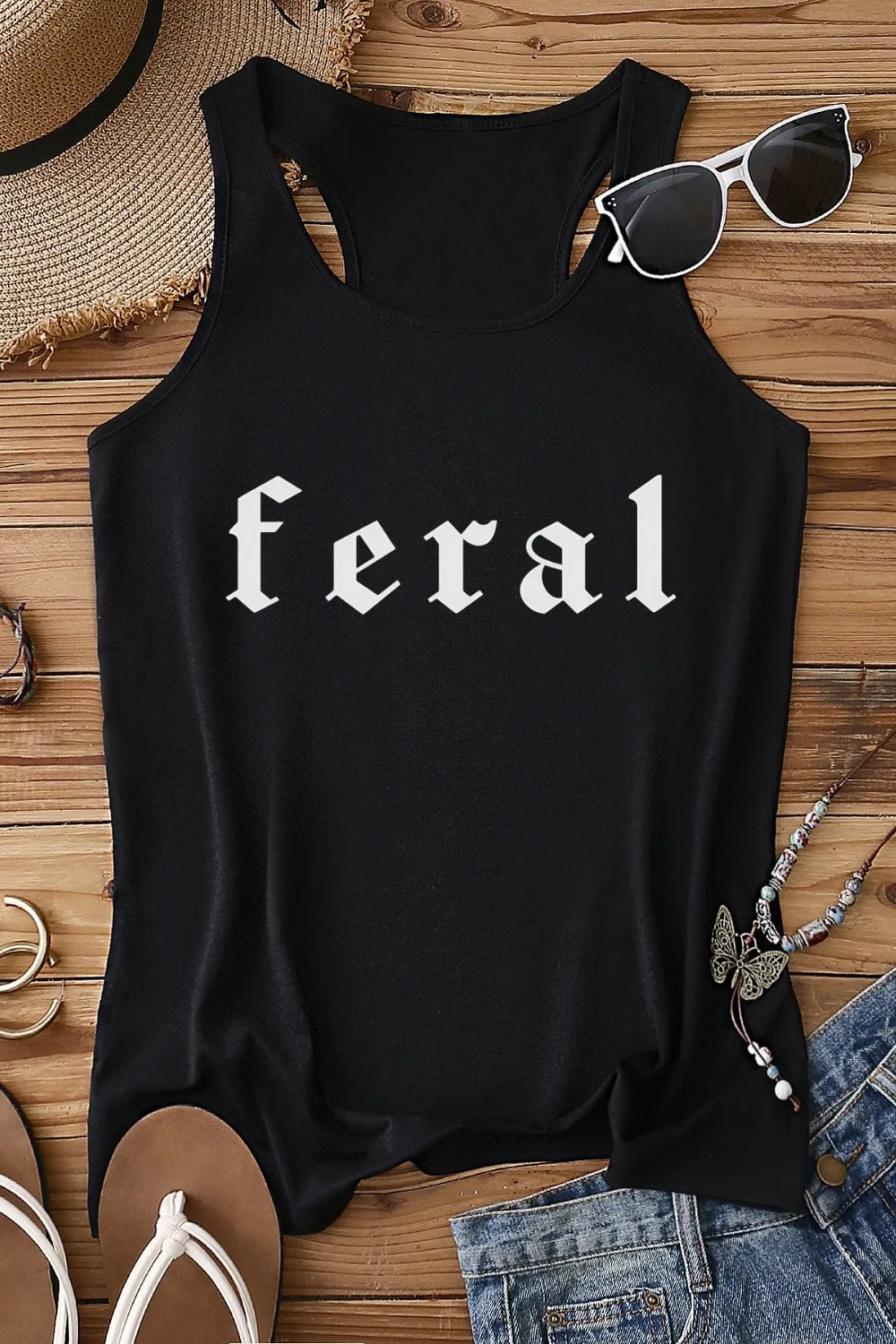 Feral Gothic Font Tank Top For Women sold by Fancy Tees product image thumbnail 2
