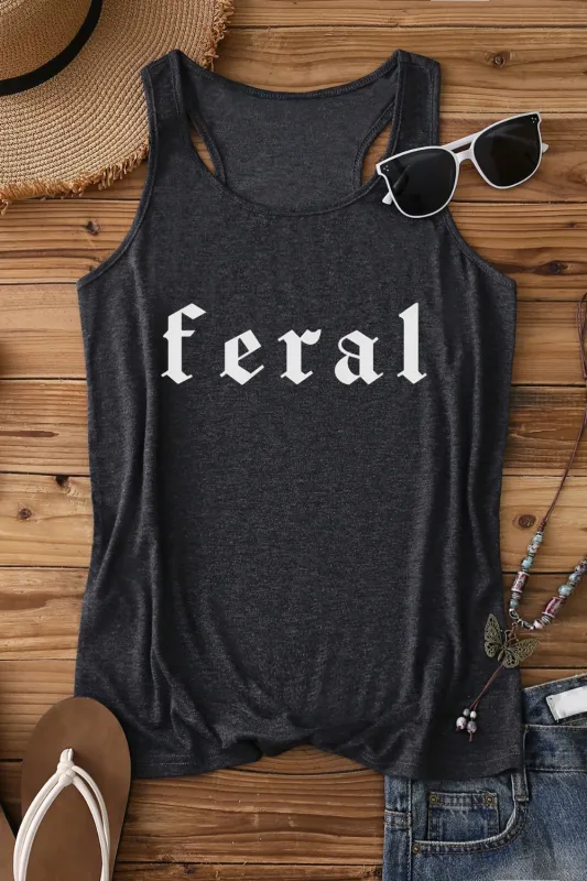 Feral Gothic Font Tank Top For Women sold by Fancy Tees