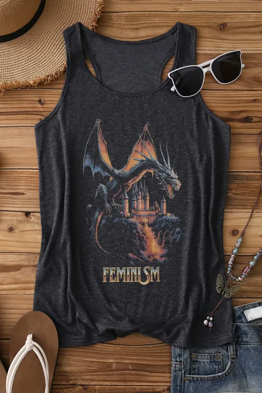 Feminism Dragon Fantasy Tank Top For Women sold by Fancy Tees