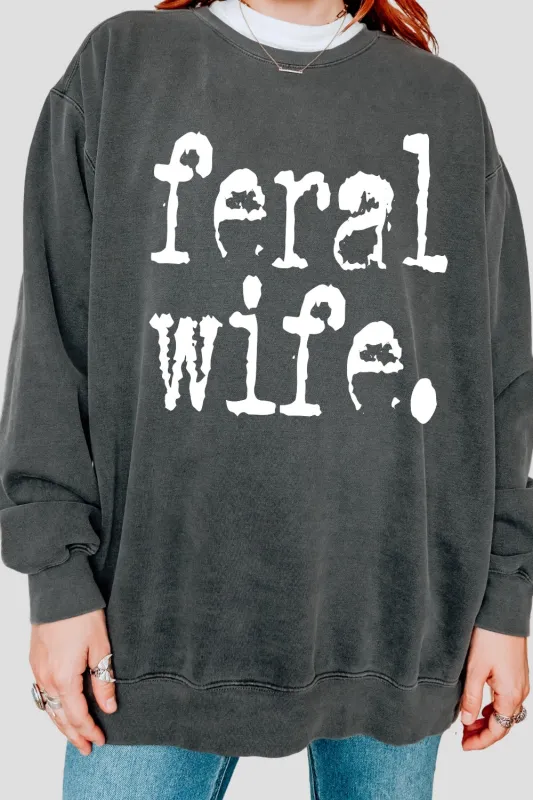 Retro Feral Wife Typography Design Sweatshirt For Women sold by Fancy Tees