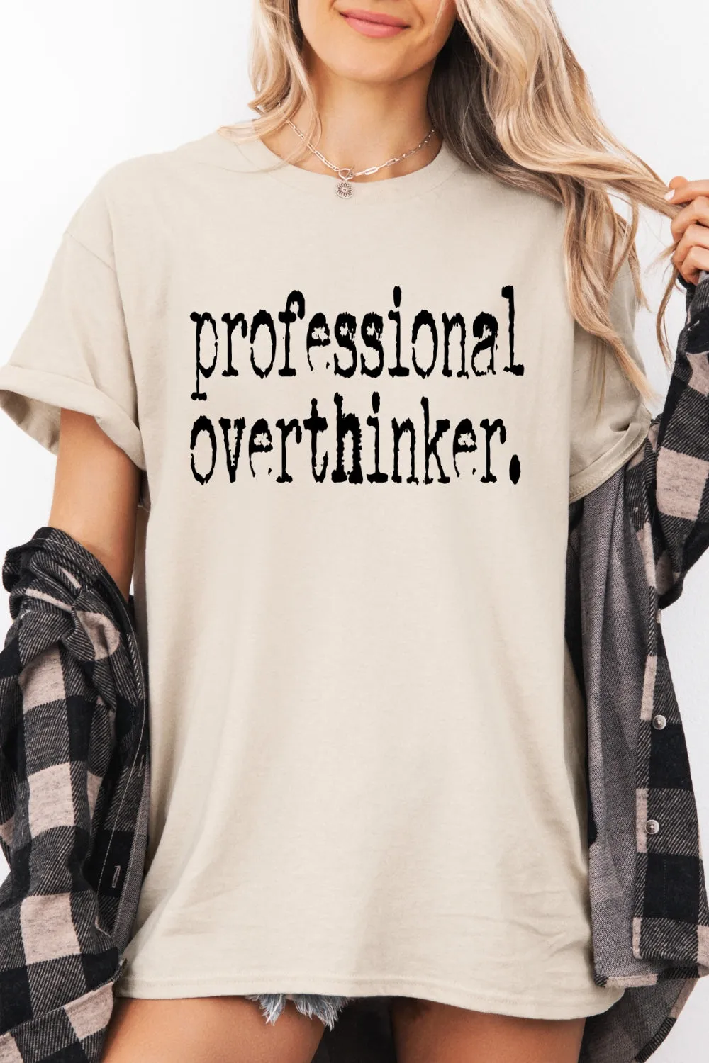 Professional Overthinker Typography Design Tee For Women sold by Fancy Tees product image thumbnail 2