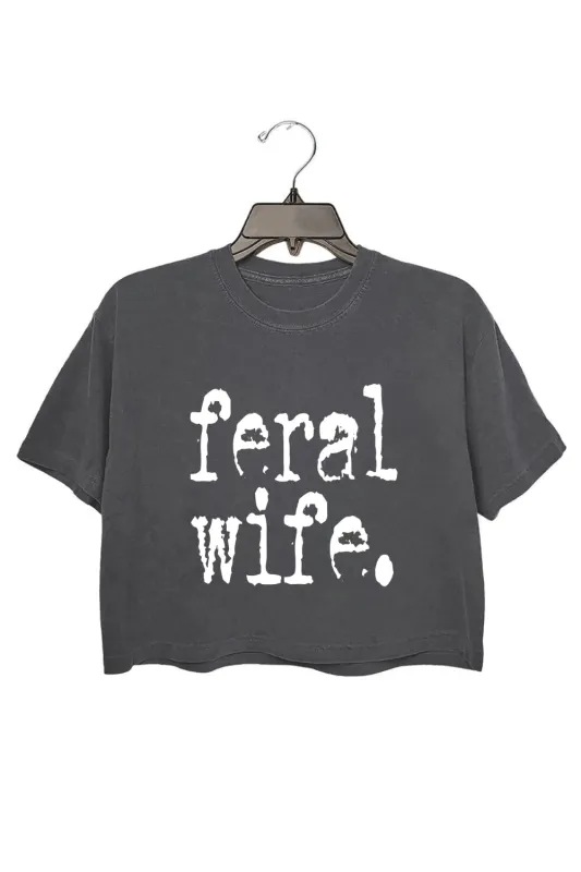 Retro Feral Wife Typography Design Crop Top For Women sold by Fancy Tees