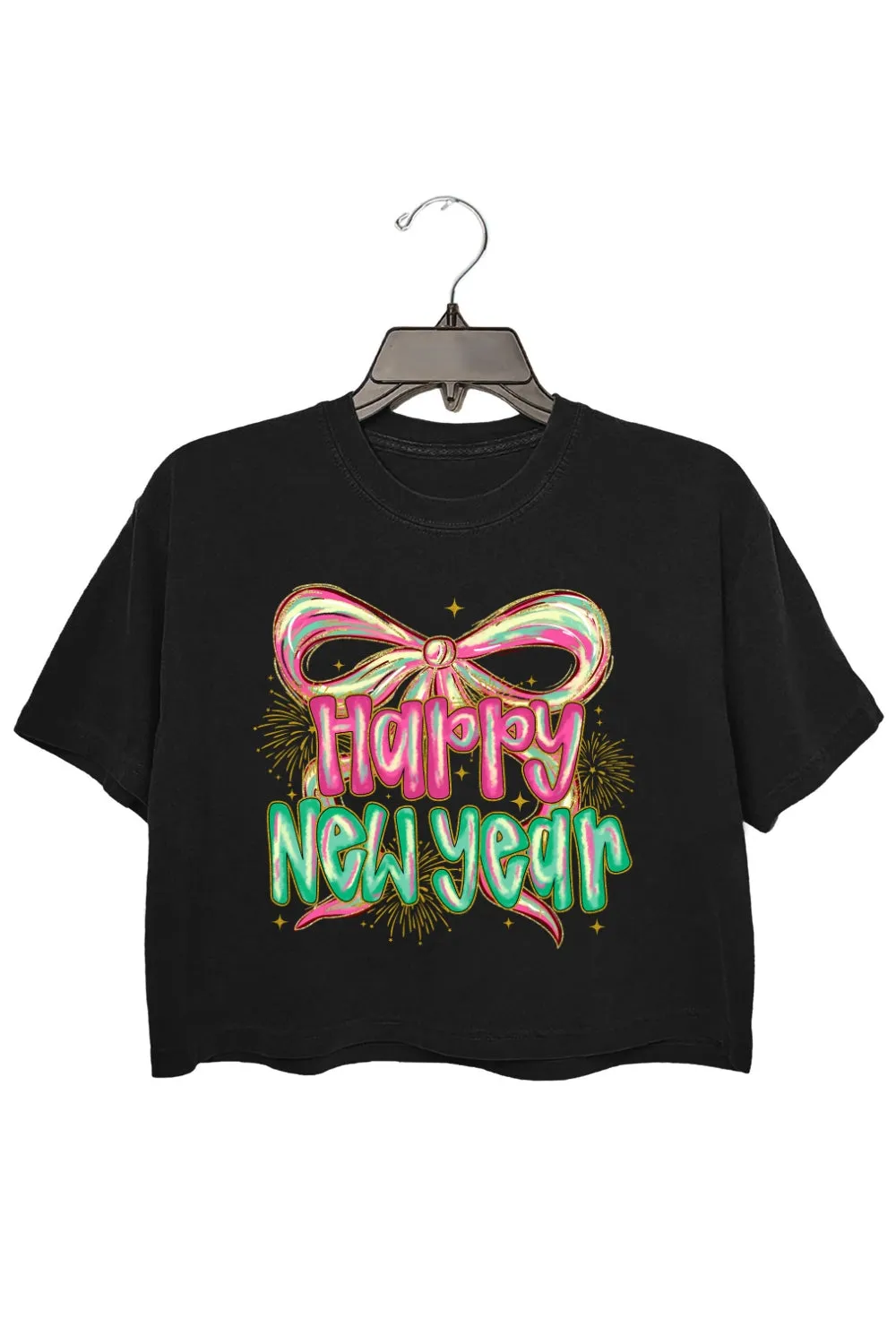 Happy New Year Coquette Bow Crop Top For Women sold by Fancy Tees product image thumbnail 3