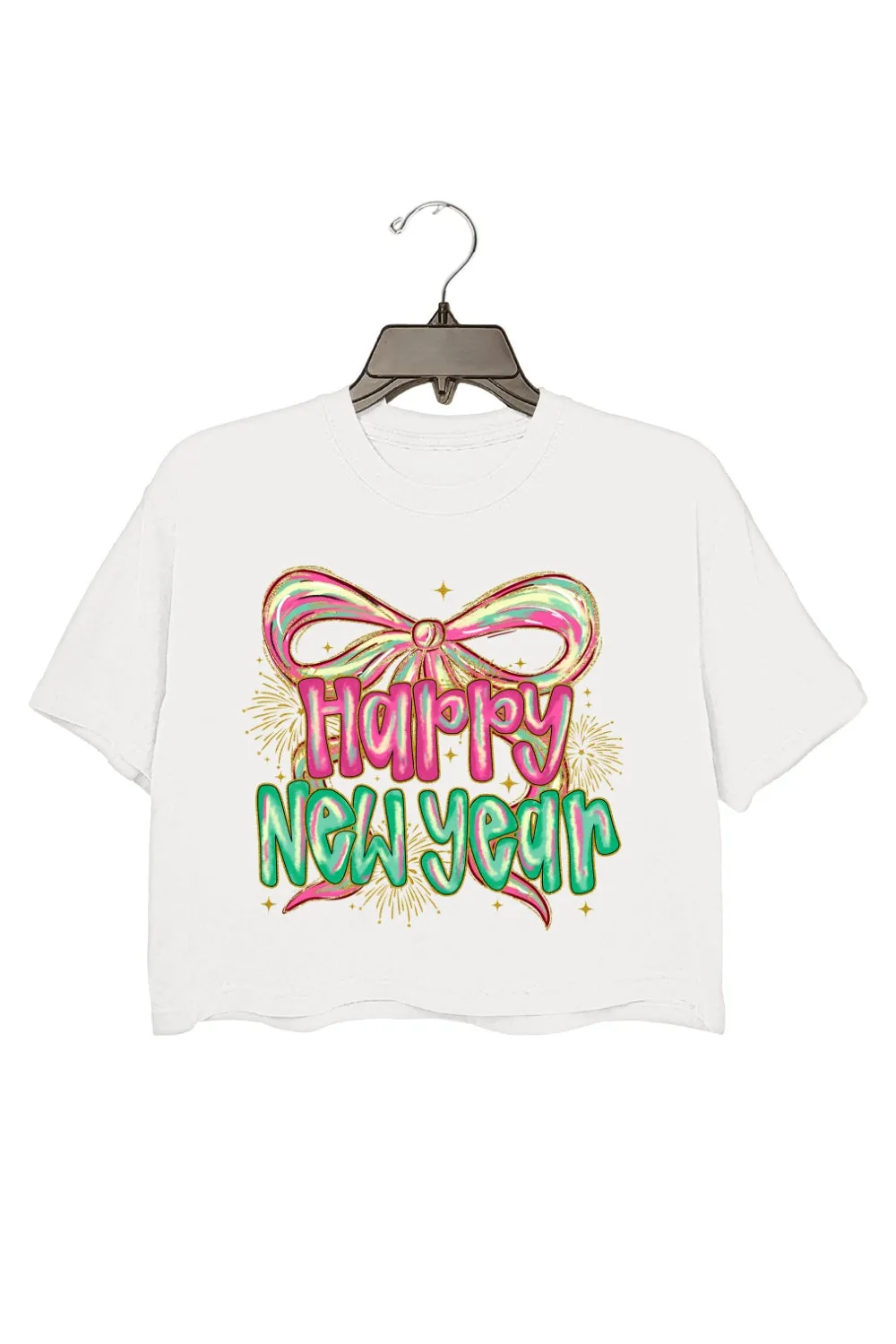 Happy New Year Coquette Bow Crop Top For Women sold by Fancy Tees product image thumbnail 2