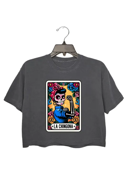 La Chingona Tarot Card Skeleton Crop Top For Women sold by Fancy Tees