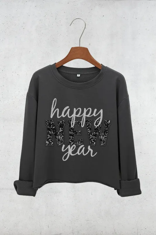 Happy New Year Glitter Crop Sweatshirt For Women sold by Fancy Tees